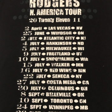 Paul Rodgers N American 2011 Tour T-shirt Back